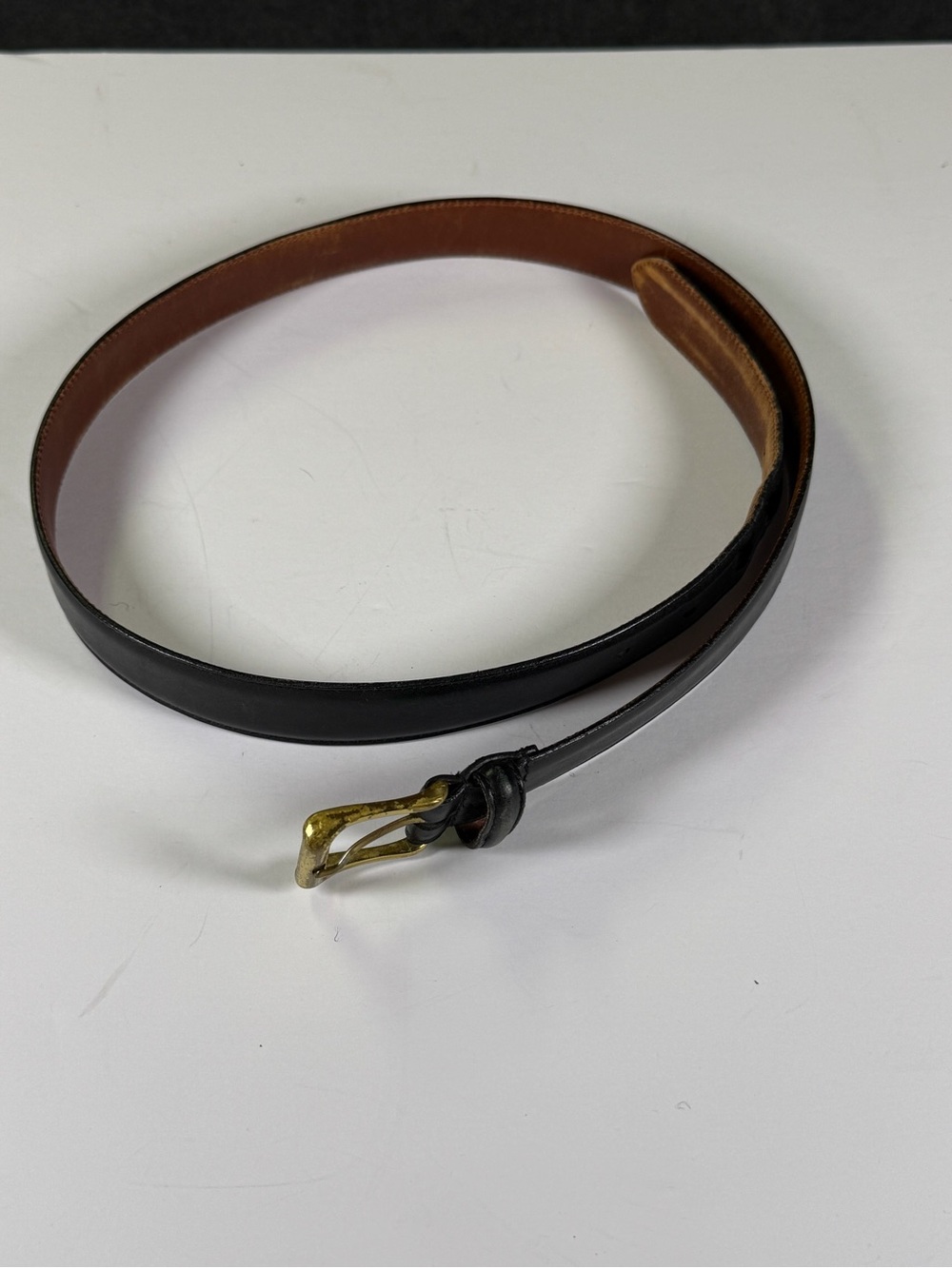 Vintage Coach Black Leather Belt Solid Brass Detail Costa Rica 36